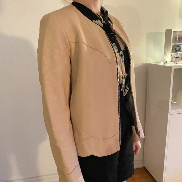 Sandro leather jacket with scalloped edges - Picture 2 of 7